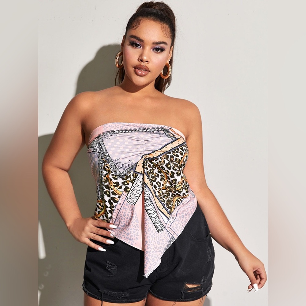 Shein ruched front tie back draped bandana top